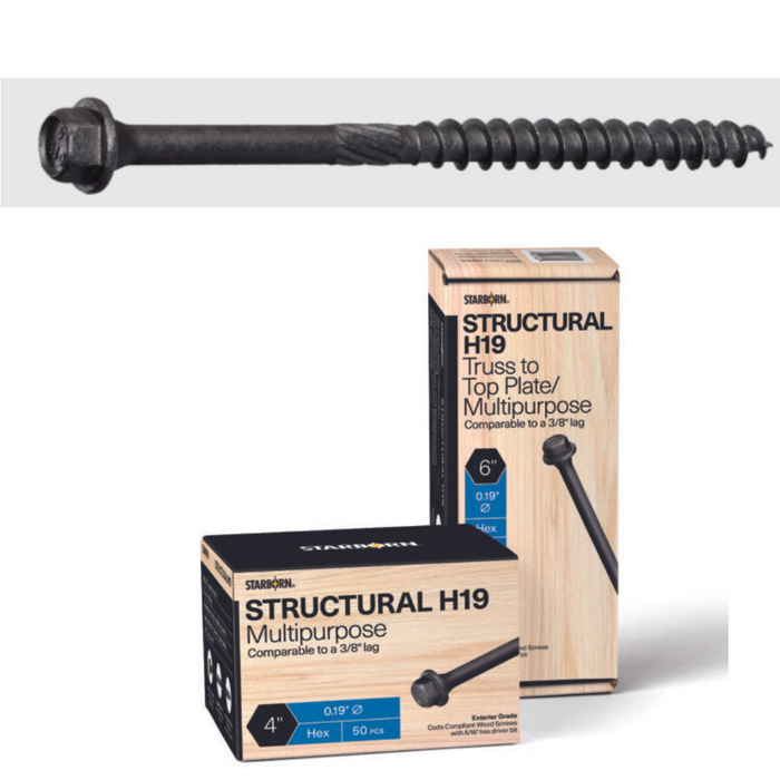 Starborn® Structural H19 Black 6" Wood Screw