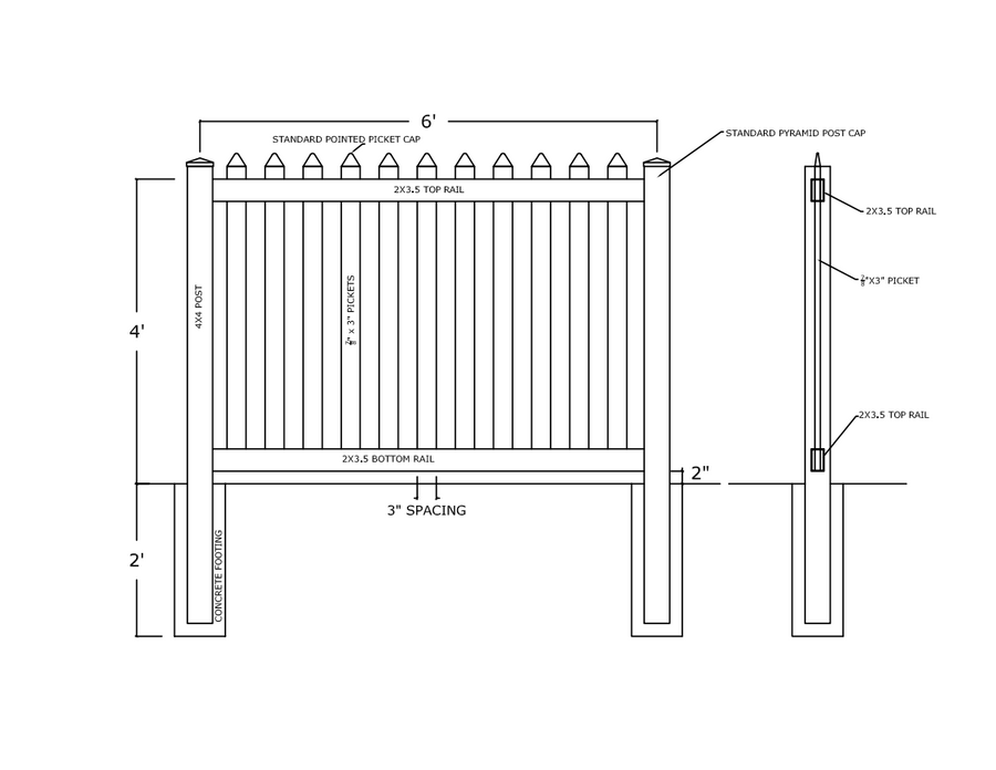 White Hood Vinyl Posts 4in x 4in x 4ft- Line Options