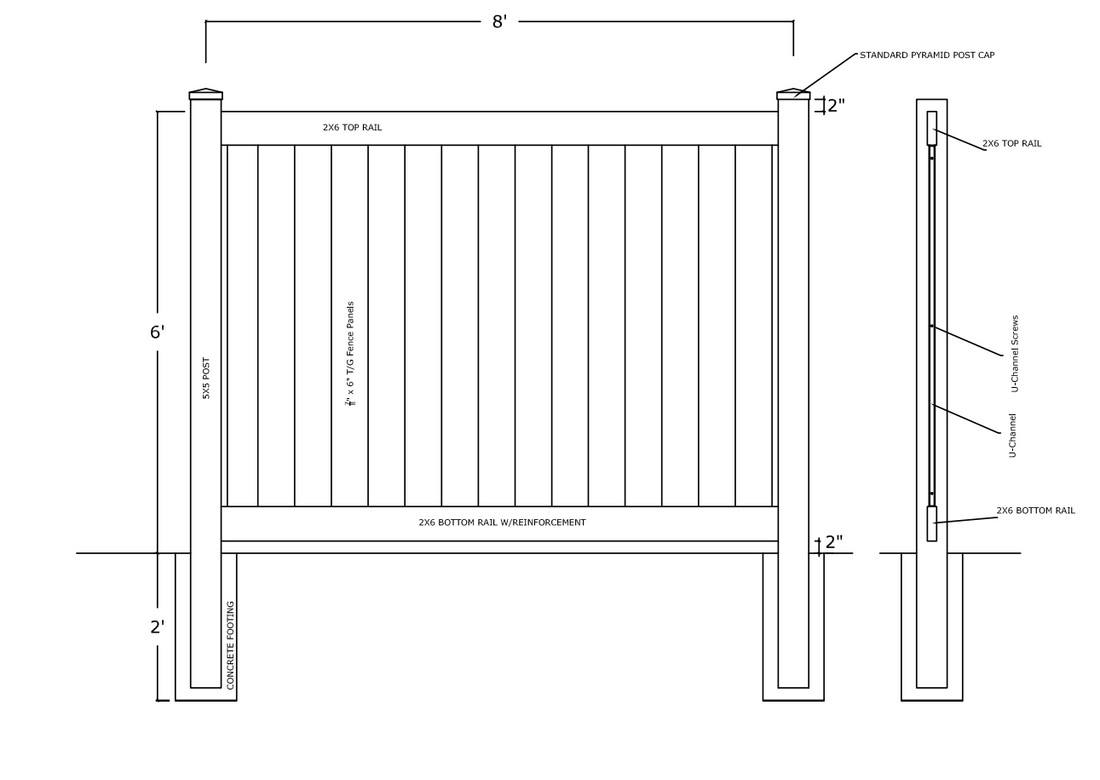 Tongue & Groove Fence Pickets- 6ft Clark/7ft Nehalem