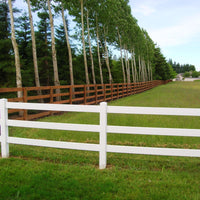 White Vinyl Post 5x5in Ranch, 4ft Fence, 3 Rail