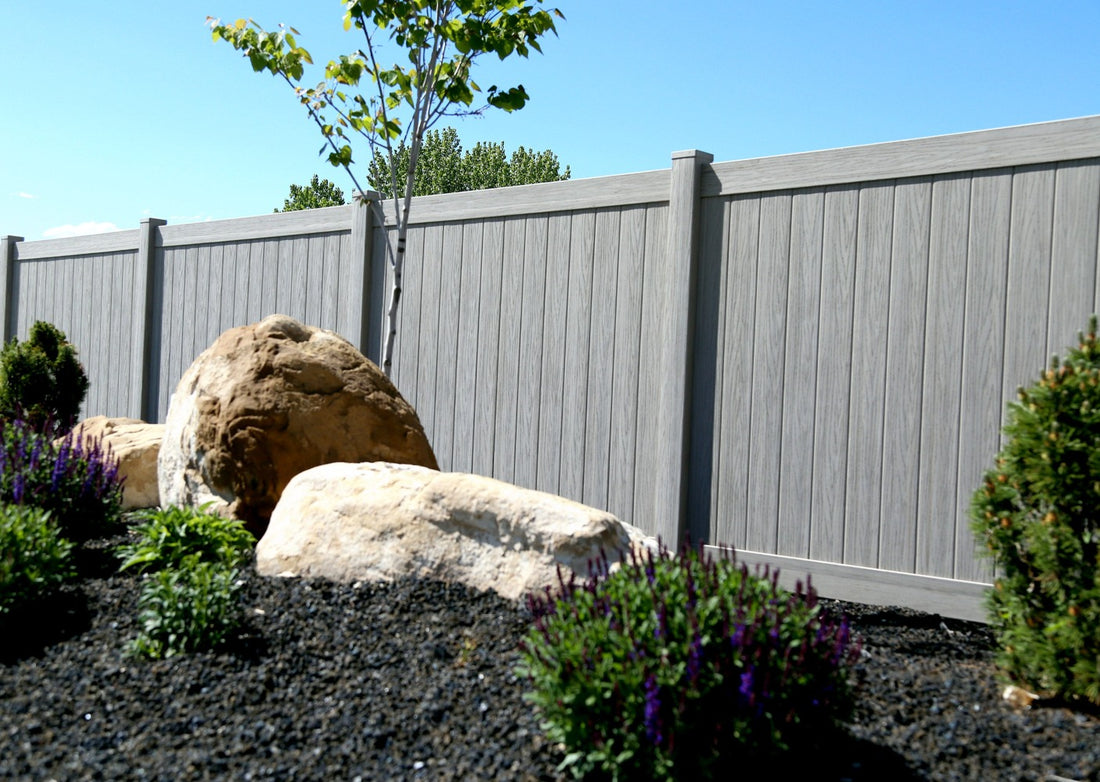 Textured Driftwood Vinyl Post 5x5in Clark, 5ft Fence- Line Options