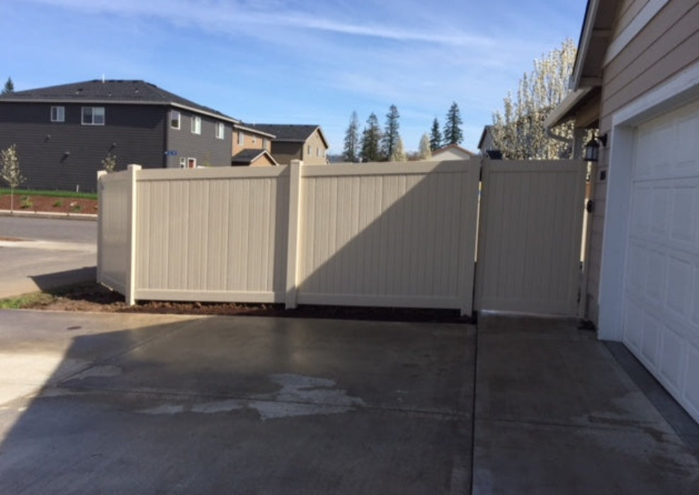 Tan Vinyl Post 5x5in Clark, 5ft Fence- Line Options