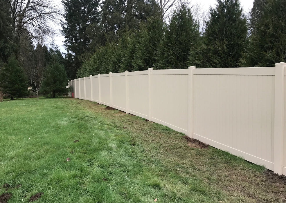 Tan Vinyl Post 5x5in Clark, 5ft Fence- Line Options