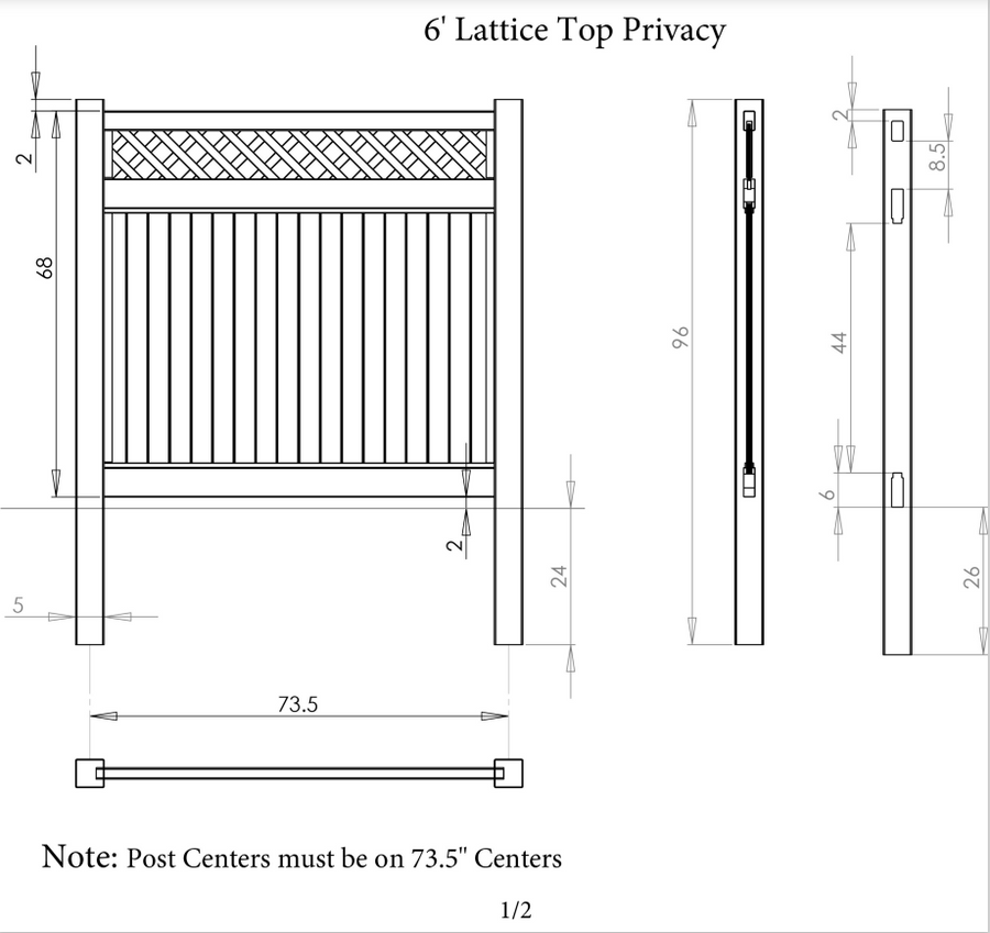 Black- Lattice Top Privacy Fence Section