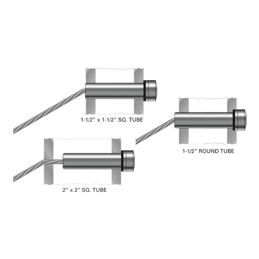 Stainless Steel 1/8in Cable Assembly with Invisiware Swaging Stud Crimped On