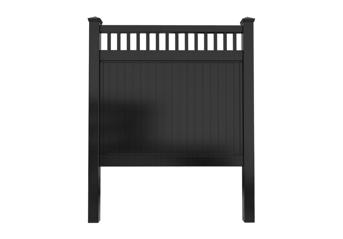 Black- Picket Top Privacy Fence Section