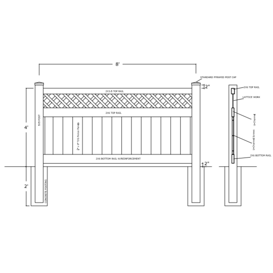 Mid Rail Nehalem 1.5in x5.5in- Tan & White or 6ft & 8ft Options