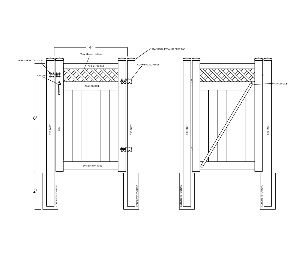 Tan Nehalem Vinyl Gate 4in Pickets