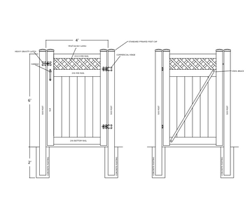 Tan Nehalem Vinyl Gate 4in Pickets- Size Options