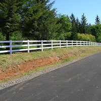 White Vinyl Post 5x5in Ranch, 4ft Fence, 3 Rail