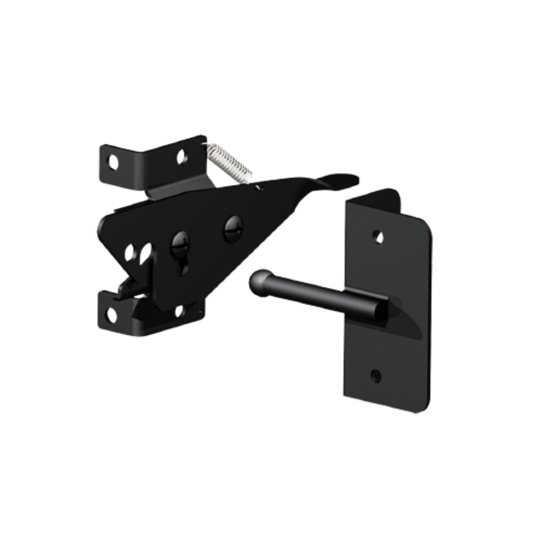 Black Stainless Steel 2-Sided Activated Gate Latch w/Return Spring- Nation Wide Industries