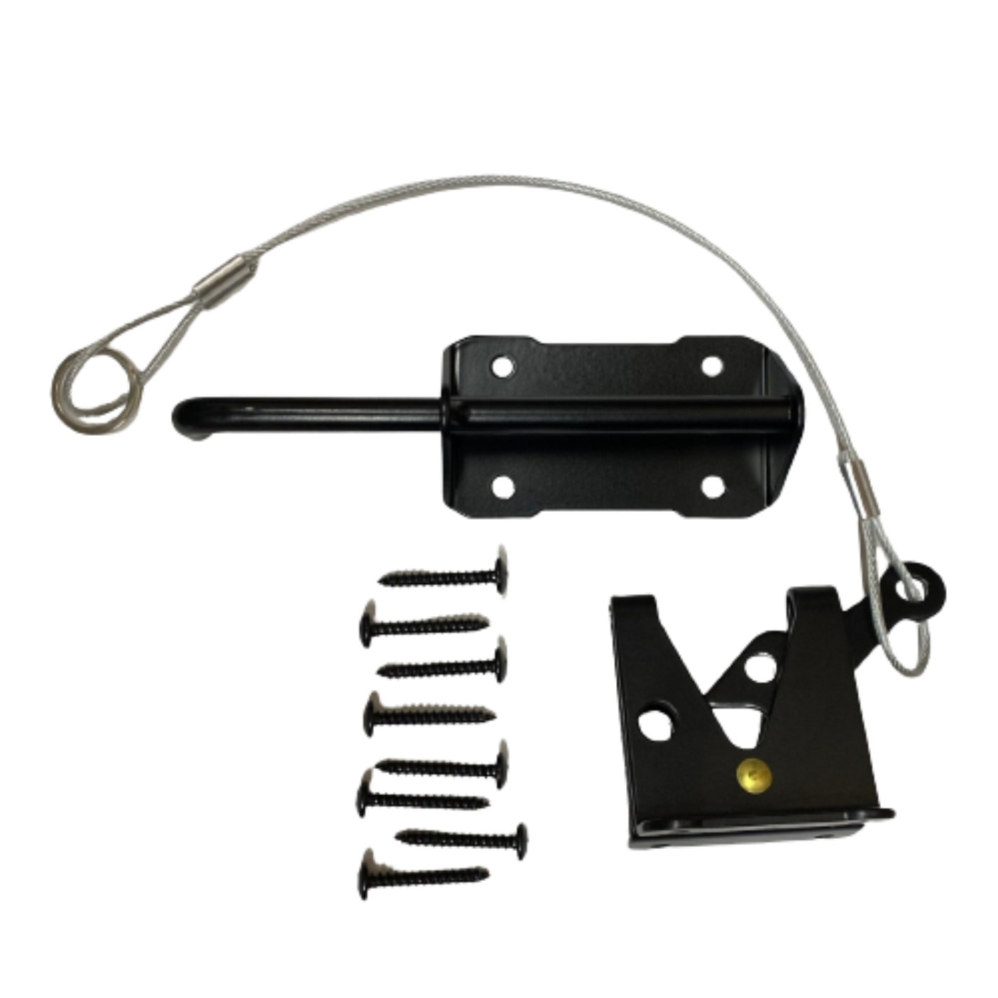 Heavy Duty Gravity Gate Latch w/ Cable- Lockable, Black- Nation Wide I ...