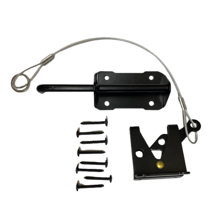 Heavy Duty Gravity Gate Latch w/ Cable- Lockable, Black- Nation Wide Industries