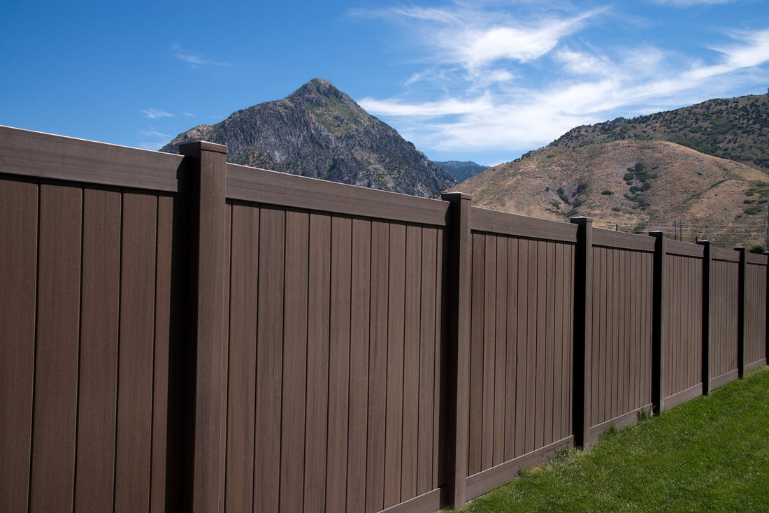 Dark Walnut Vinyl Post 5x5in Clark, 3ft Fence- Line Options